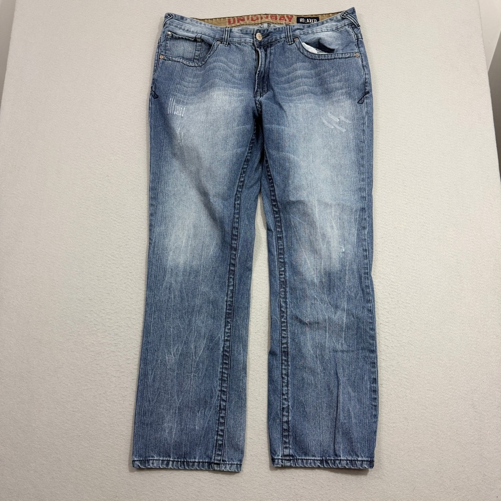 Vintage Unionbay Jeans 38x32 Relaxed Denim Straight Leg Faded Distressed y2k